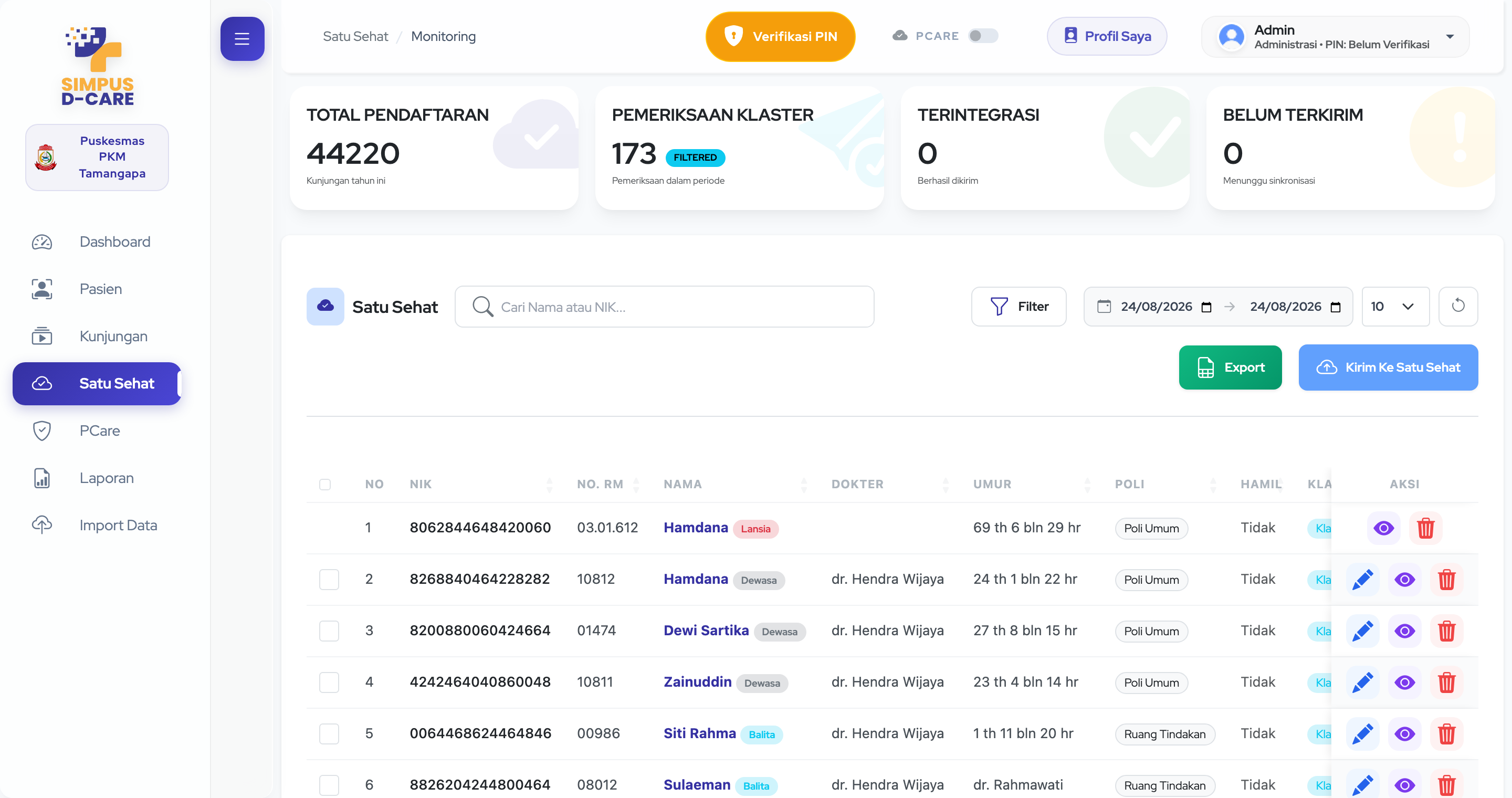 Layar SIMPUS D-Care pada tahap Selesai dilayani